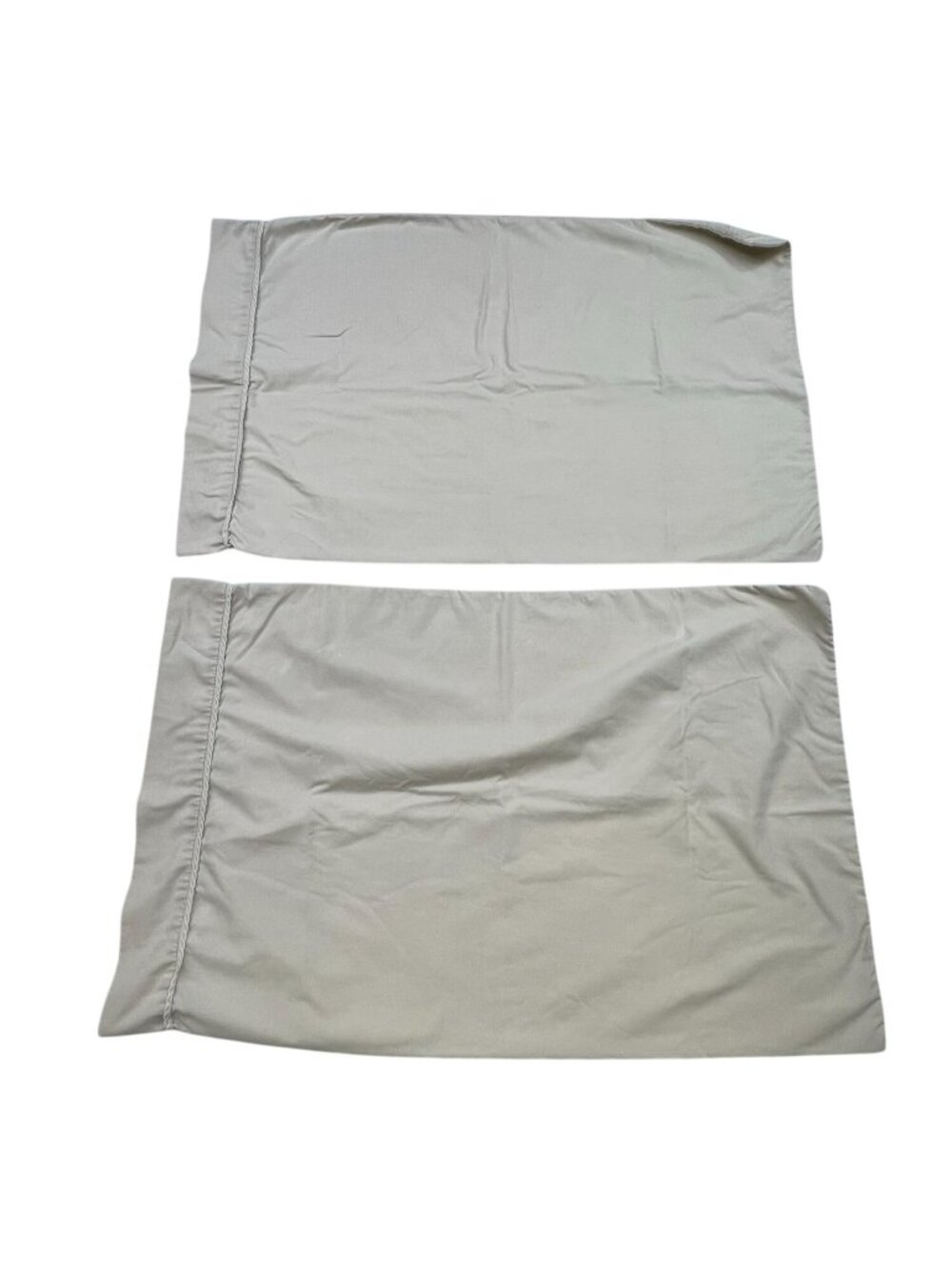 Cannon Vintage Pillowcase Set of 2 Standard Queen Off White Beige Piping Cuffed